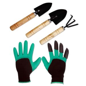 Hand Cultivator, Small Trowel, Trans-Planter & Hand Gloves