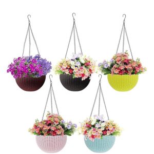 Hooked Plastic Hanging Pot, Multicolour